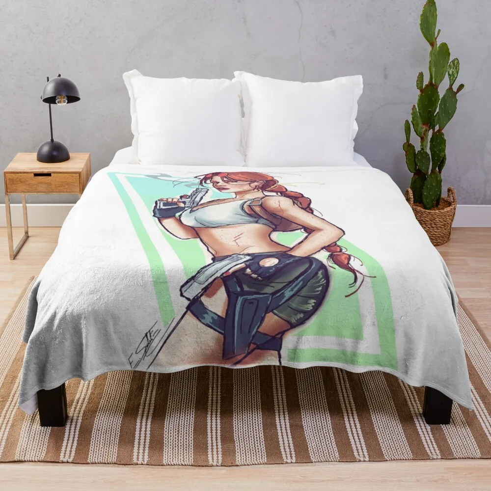 South Pacific Lara - Tomb Raider 3 - Art by Eliott Sontot Throw Blanket Picnic Blanket