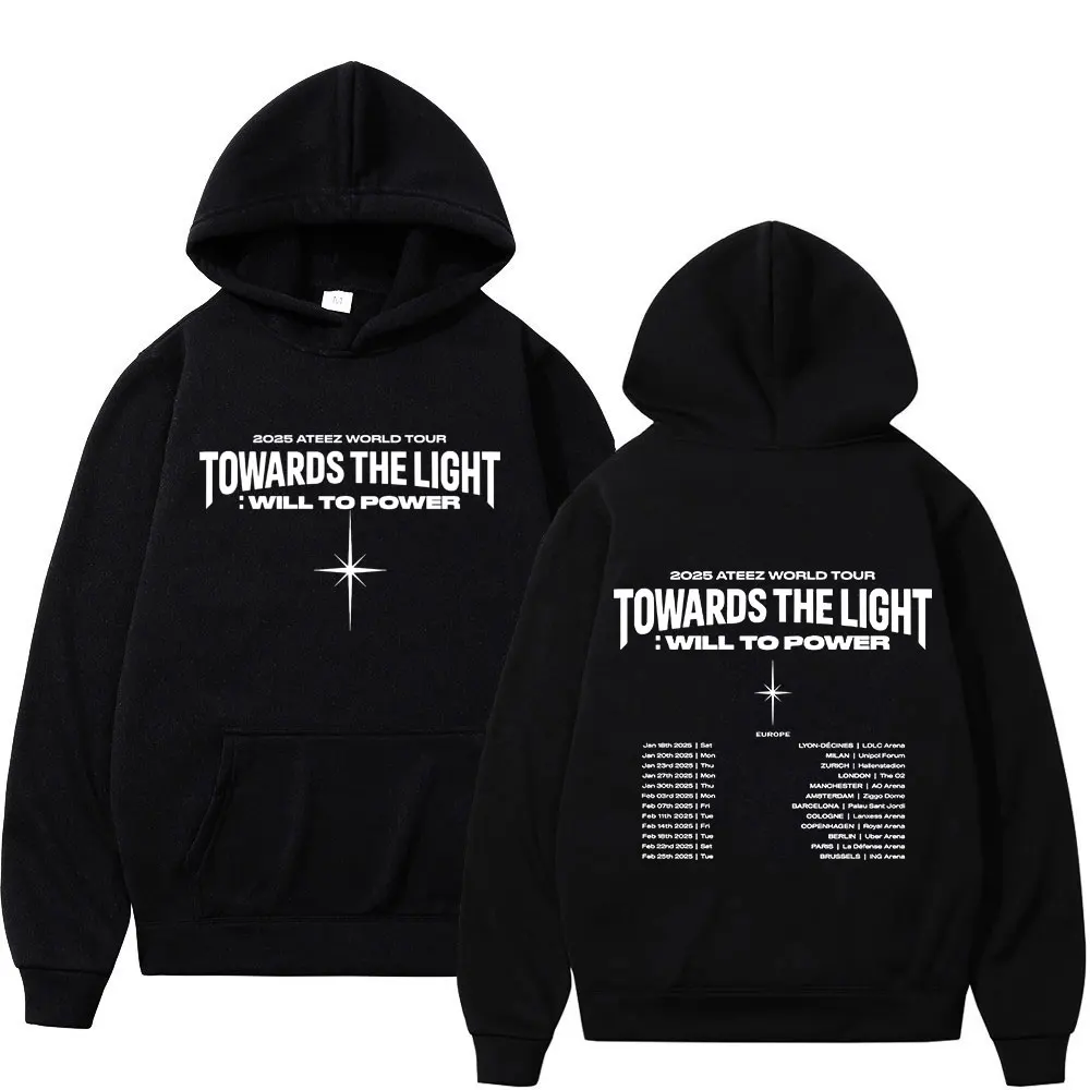 2025 Ateez World Tour Towards The Light: Will To Power Hoodie Men Women Korean Kpop Fashion Long Sleeve Loose Sweatshirt Hoodies