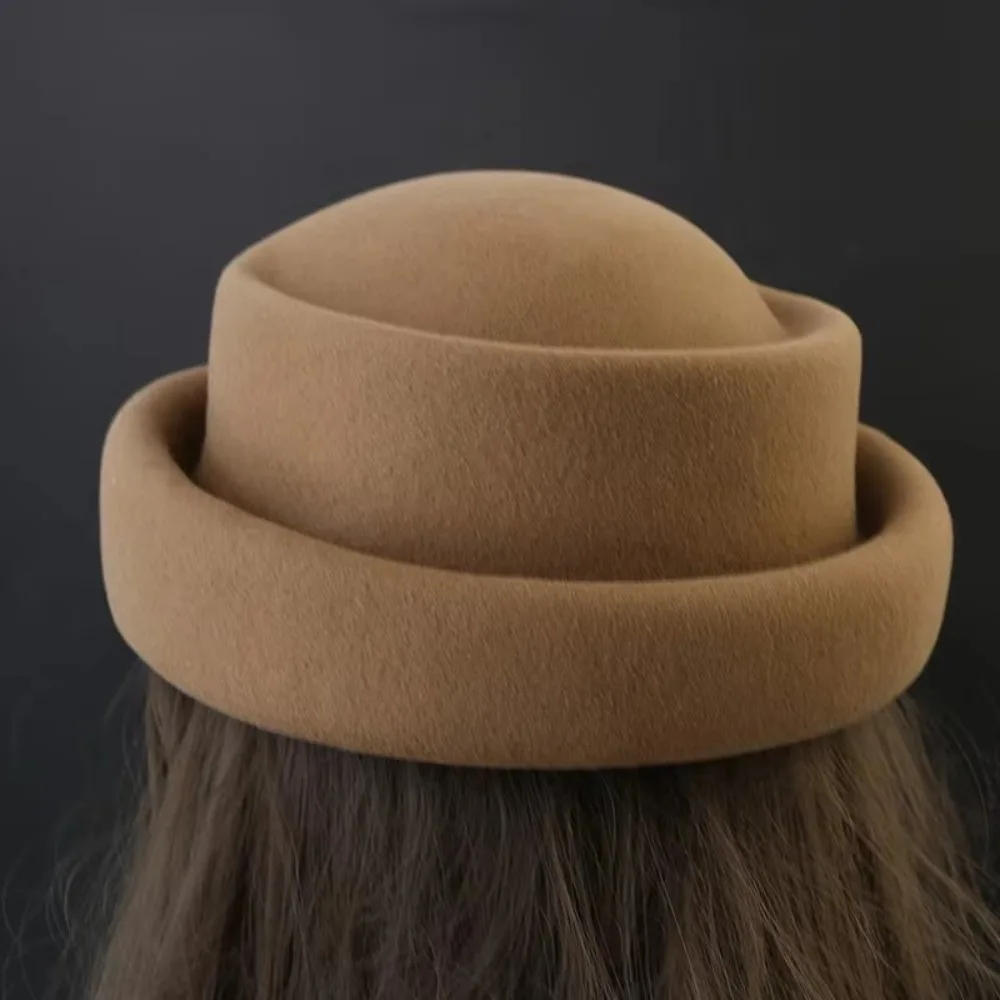 

Модный цилиндр из 100% шерсти для женщин, регулируемая официальная шерстяная шапка, роскошная очаровательная зимняя шапка-таблетка