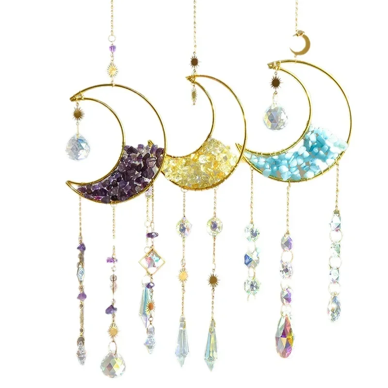 

Трансграничный кристалл, большой лунный колокольчик, натуральные хрустальные чипсы, ловец солнца, домашний садовый декор, подвесные украшения