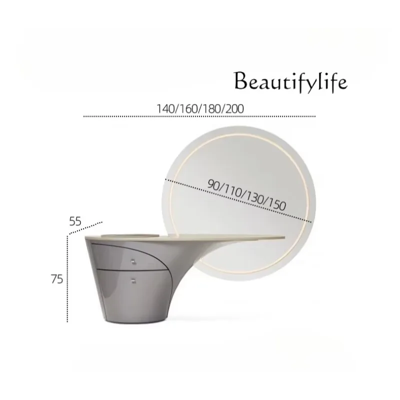 X Italian Post-modern Dressing Table Light Luxury Solid Wood With Dressing Mirror Dressing Table Stool Combination