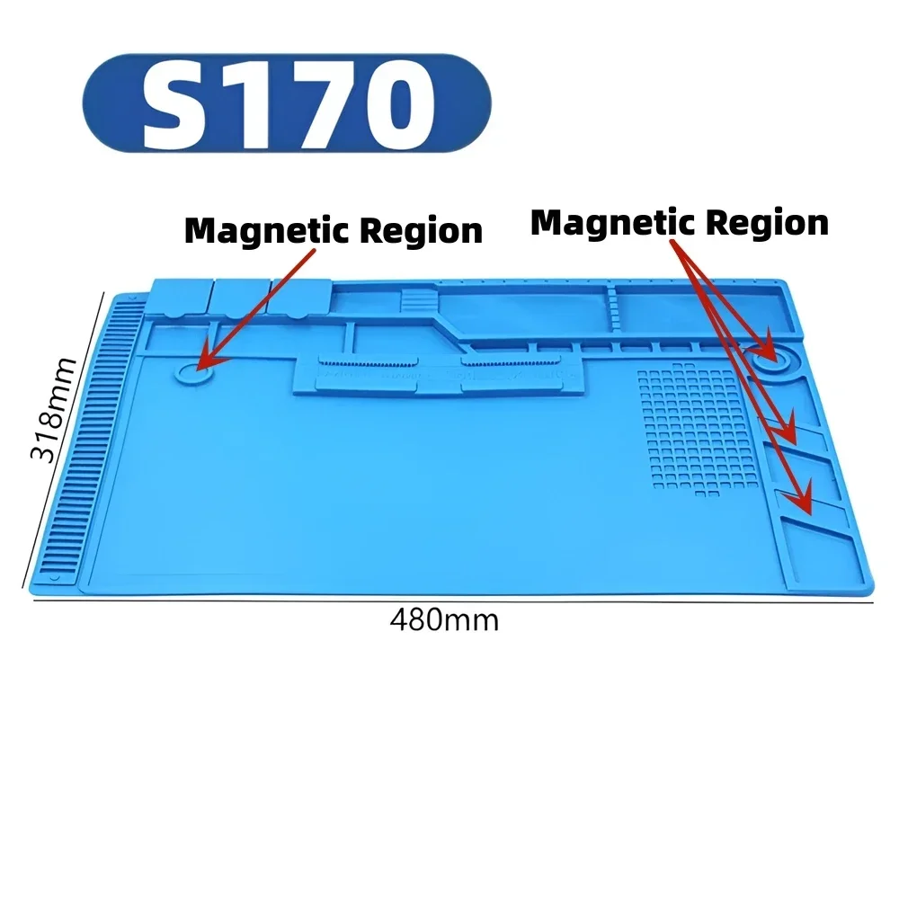 Magnetische mat Siliconen reparatiemat Printplaat Soldeerkussen Hittebestendig 932 ° F Antistatisch voor ESD Iron Phone Repair