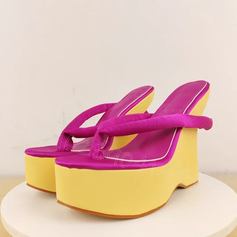

Rose Red Flip Flop Wedges Heel Platform Slippers Slip On Women Shoes Novel Fashion Party Banquet Dating 2025 Zapatos Para Mujere