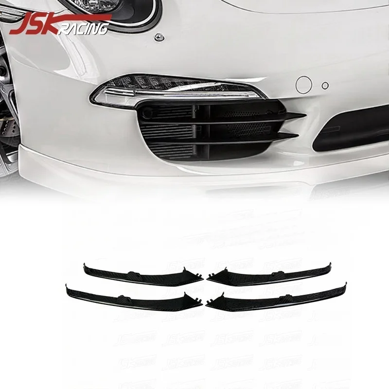 

Style Carbon Fiber Front Bumper Grille Vent Fins For 2012-2015 Porsche Carrera 911 991