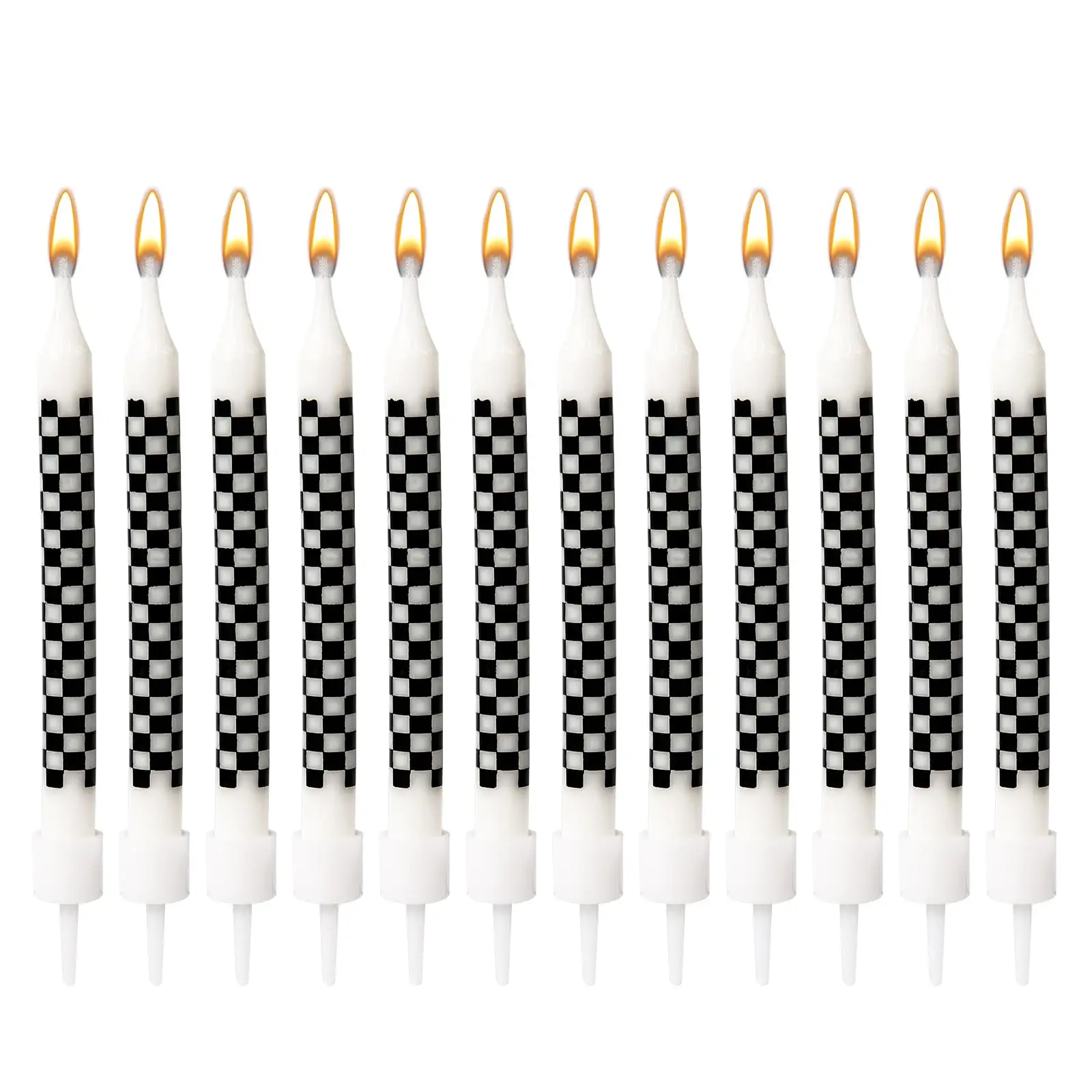 12pcs Racing Cars Themed Birthday Sparkler Candles, Black and White Checkered Flag Birthday Cake Candles Cake Topper Candle Birt