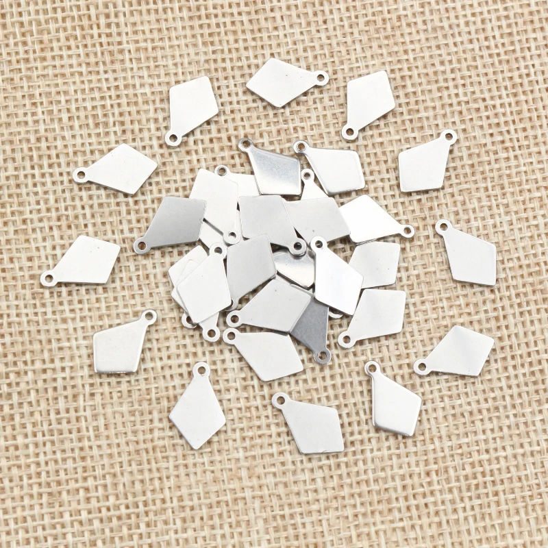 30 sztuk/partia 12x8mm romb Charms 316 ze stali nierdzewnej geometryczne Charms dla naszyjnik zawieszki charms diy biżuteria making-R8-47
