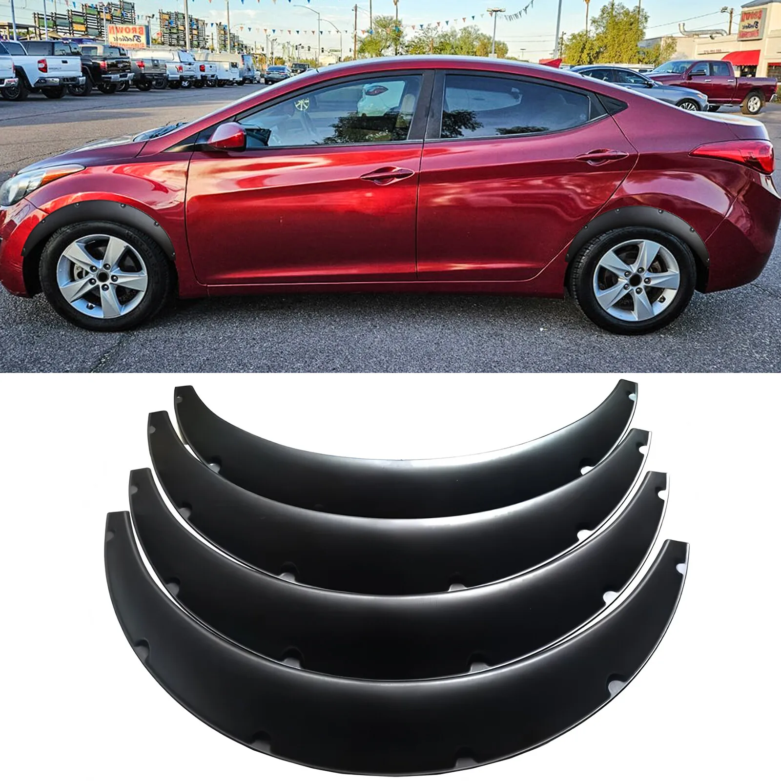 

For Hyundai Elantra 35" Flexible Fender Flares Wheel Arch Extra Wide Body Kit