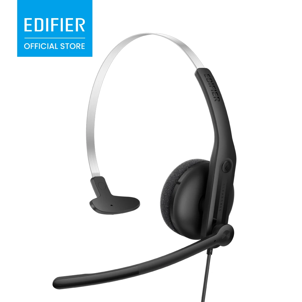 EDIFIER CC100 Cuffie Cablate con Microfono, Cancellazione del Rumore AI, Microfono Girevole, Driver da 30mm, Controllo In-line per Lavoro d'Ufficio