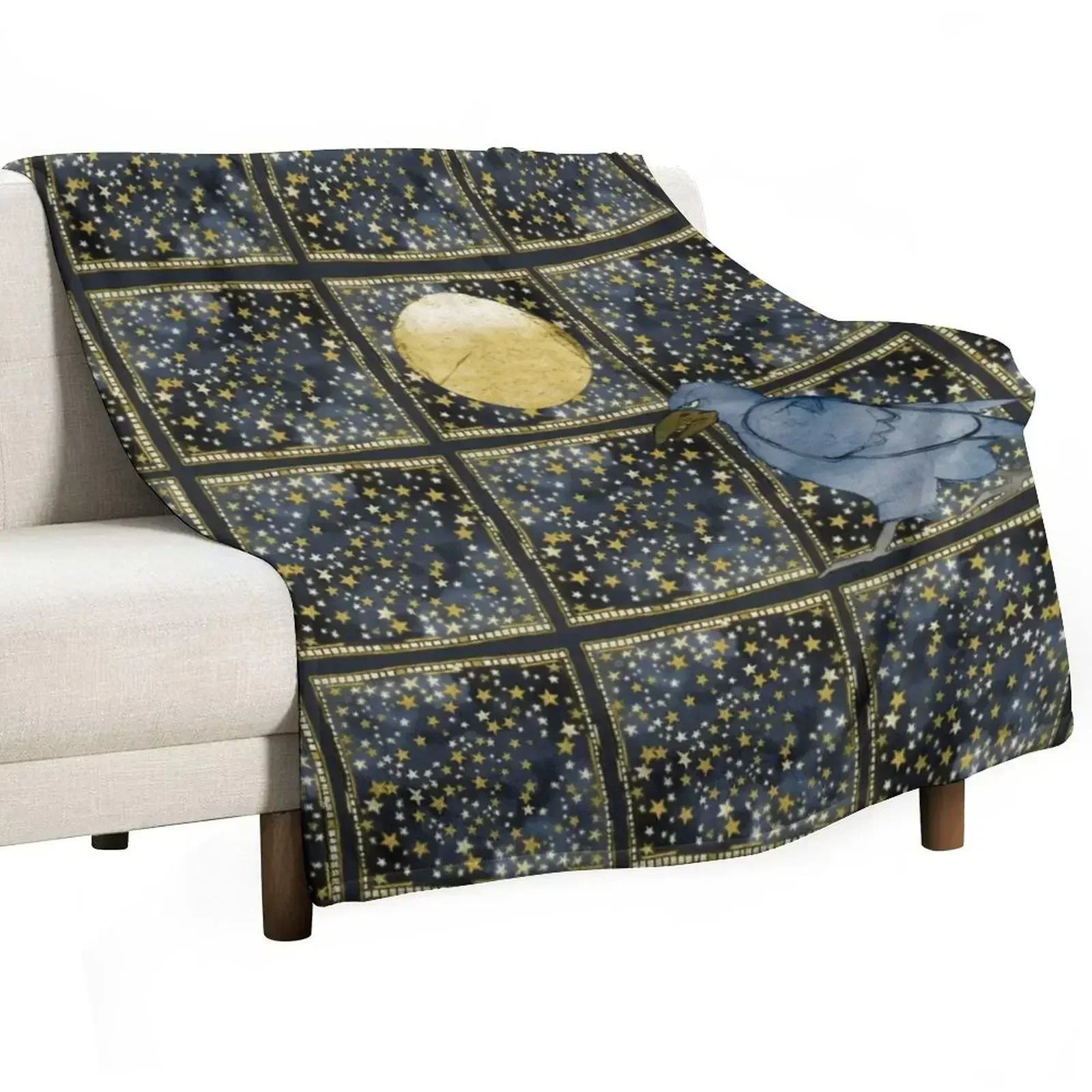 Raven Moon in an Indigo sky Throw Blanket Air Conditioner Soft Blanket for Office Home