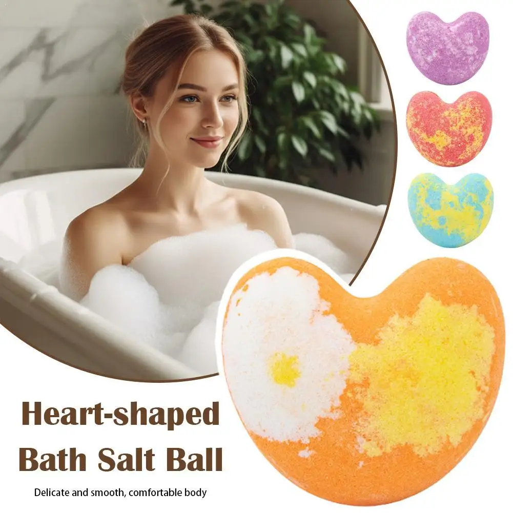 

Heart-shaped Bath Salt Ball Lasting Flowers Fragrance Exfoliating Moisture Body Wash Cleansing Spa Bath Shower