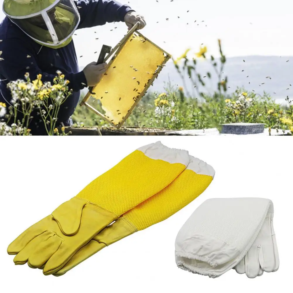 1 Pair Helpful Long Mesh Gloves Convenient Anti-bee Gloves Protective Beekeeping Tools Gloves  Protect Your Hands