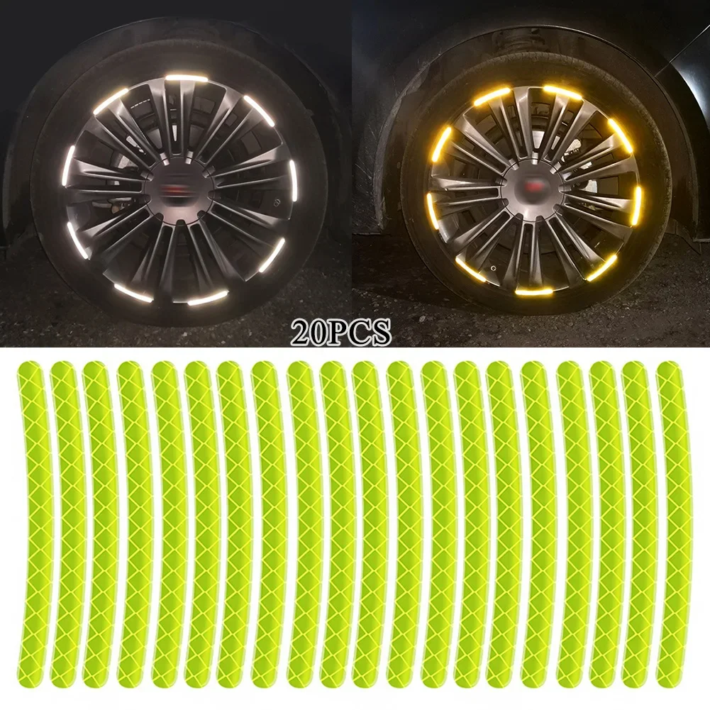 20PCS Car Wheel Reflective-Stickers Night Fluorescent Tire Warning-Stickers Paste Creative Personality Decorative Car Stickers