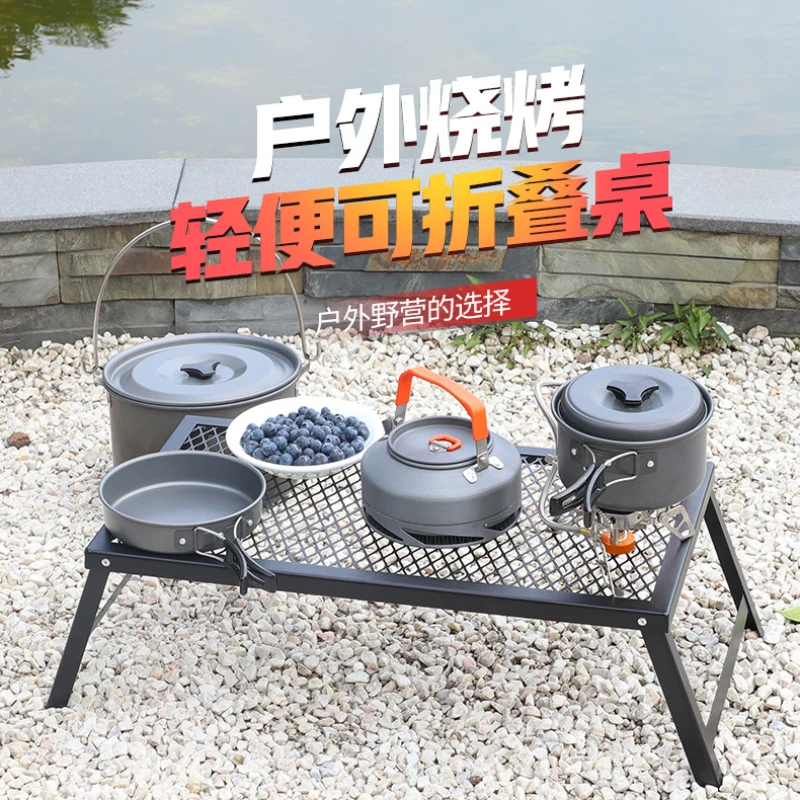 Stainless Steel Folding Tables for Outdoor and Picnics Self Driving Tours Portable Handheld Folding Camping Table Display Table