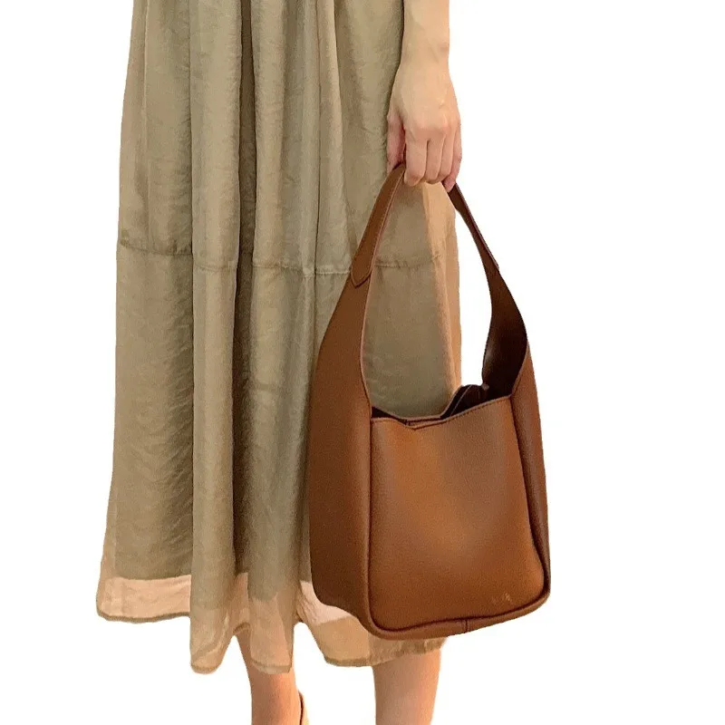 Excellent High-end Soft Leather Bucket Bag Fashionable All-match New Handbag Stylish Leather PU Shoulder Crossbody Bag