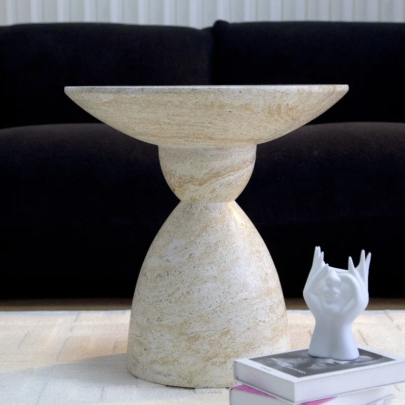 Medieval style magnesium mud imitation travertine edge few B & B home designer creative coffee table cafe sales