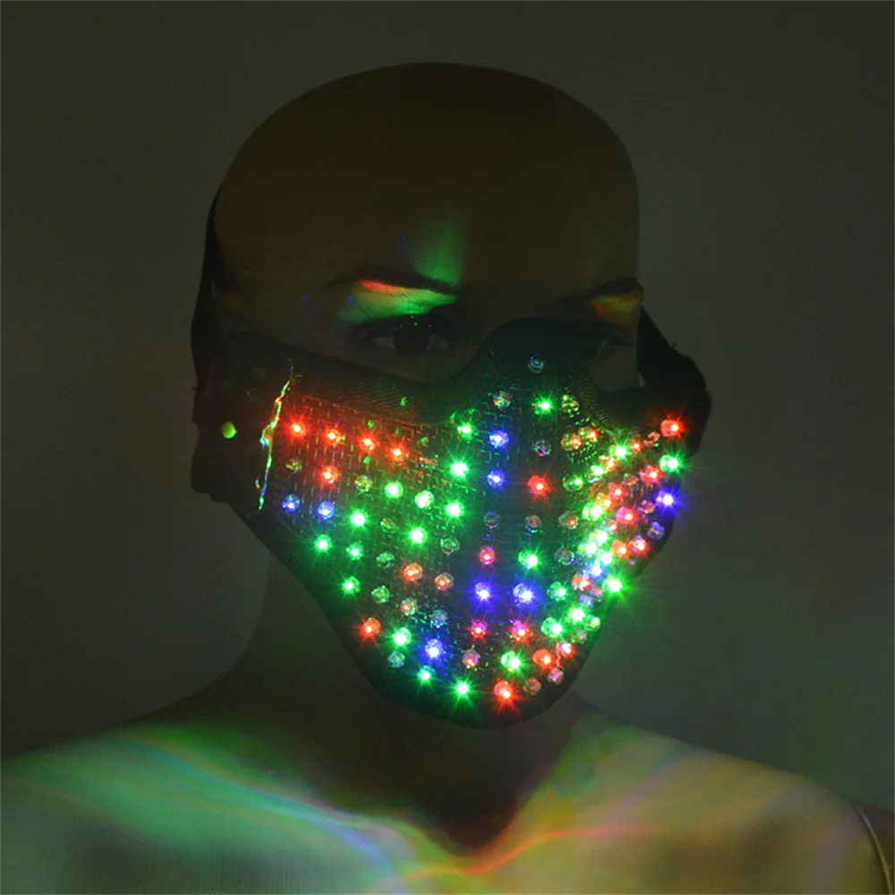 Magicool Led Automatic Changing Flashing RGB Colors Masks Night Field Laser Show Dance Light Facemask Robot Props Gloves Glasses