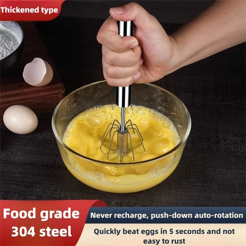 Stainless Steel Egg Beater Durable Semi-Automatic Mixer, for Effortless Egg Cream Mixing Kitchen Baking