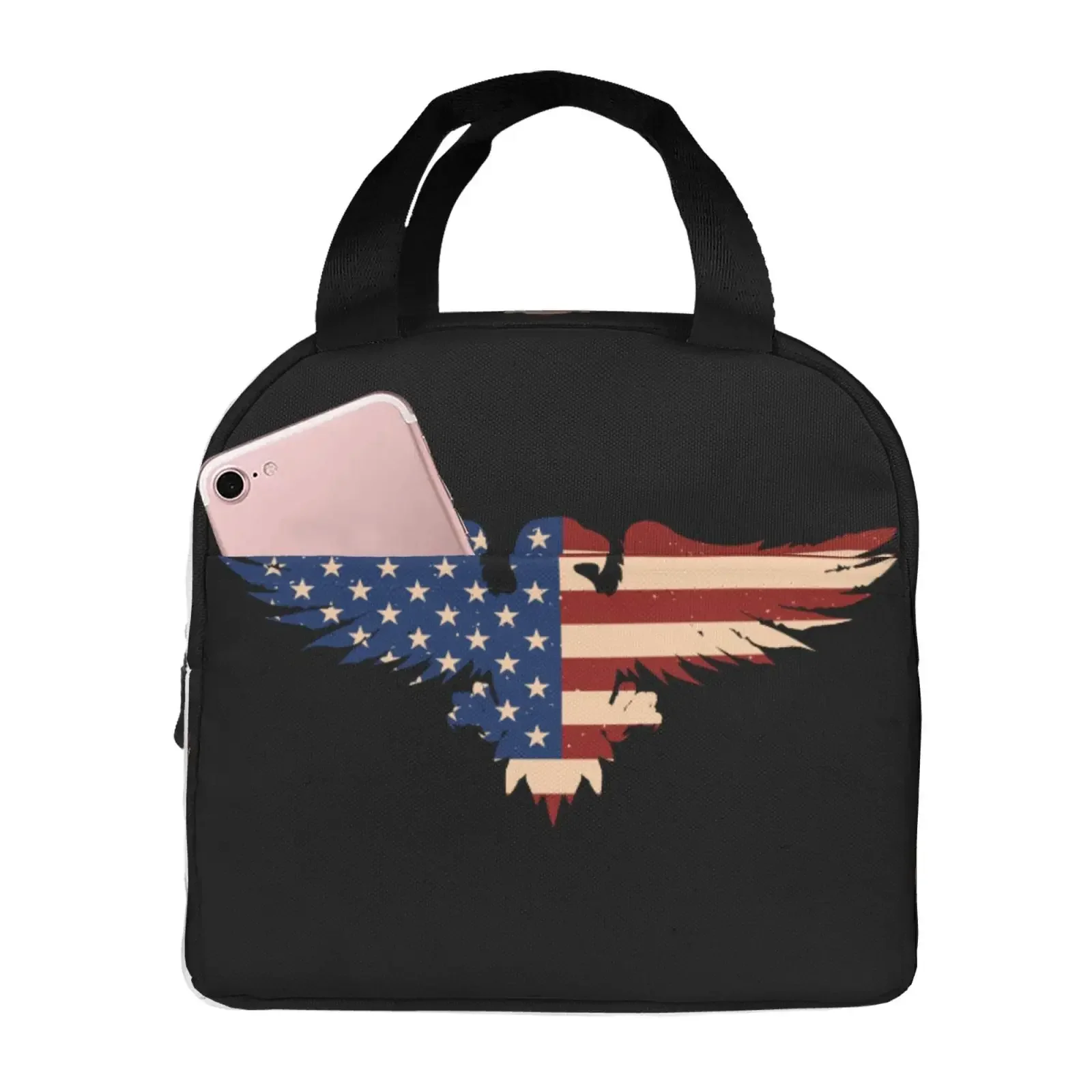 American Eagle USA Flag Insulated Lunch Bag The Nightmare Before Christmas Portable Thermal Cooler Lunch Box Container Tote Bags