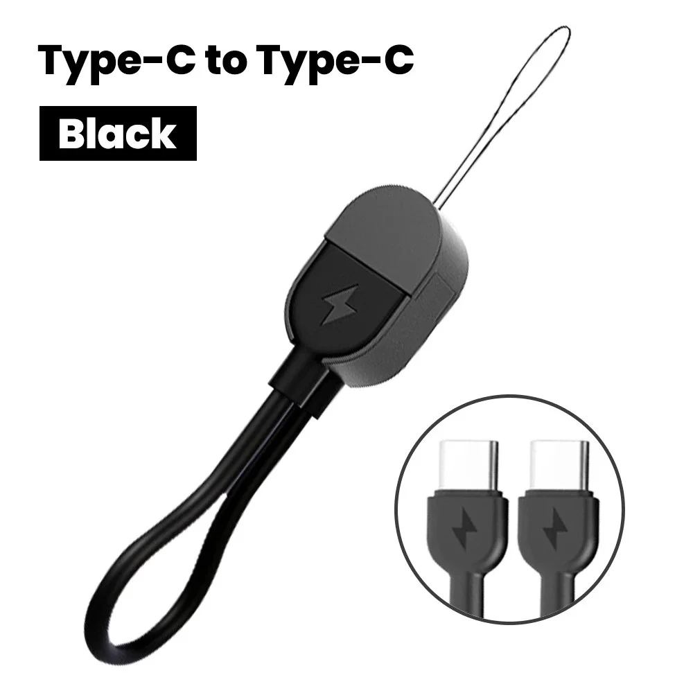 

Short Type C to Type C Cable PD60W Fast Charging Wire Keychain Design for Phone 15/16 S24 Note 20 Phone 16.50cm/6.5inch
