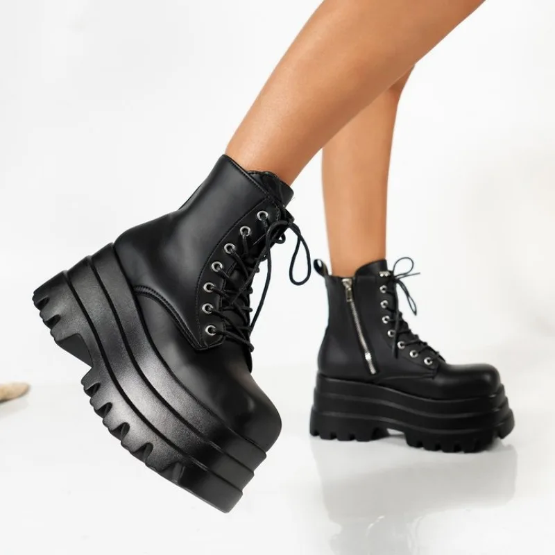 Women Boots Gothic Chunky Platform Motorcycle Boots Women 2024 New Autumn Winter Shoes Punk Thick Bottom Fashion Ankle Boots