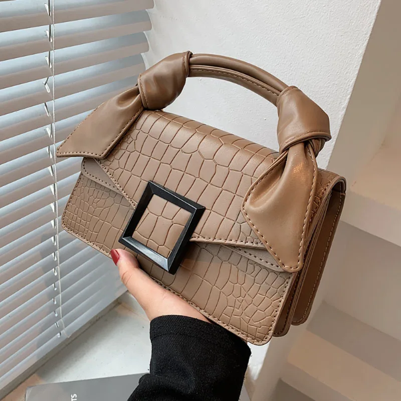 Stylish Retro Women Shoulder Bag High-End Texture Stone Pattern Niche Design Handbag Commut All-Matching Simple Crossbody Pack