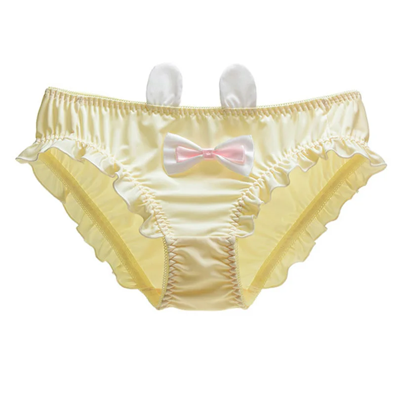 Rabbit Ears Three-Dimensional Women Underwear Milk Silk Ruffle Low Waist Girl Panties Japanese Style Cute Lovely Female Breifs