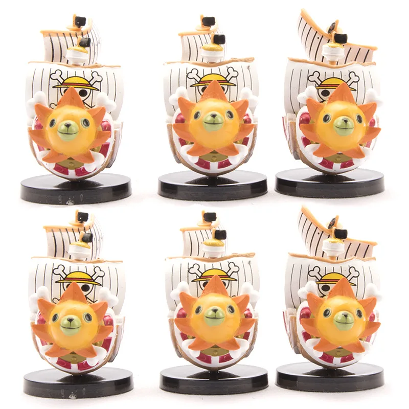 6Pcs/Set 7CM Anime One Piece Pirate Boat Going Merry Thousand Sunny Grand Pirate Ship Kawaii Doll Collectible Action Model Toy