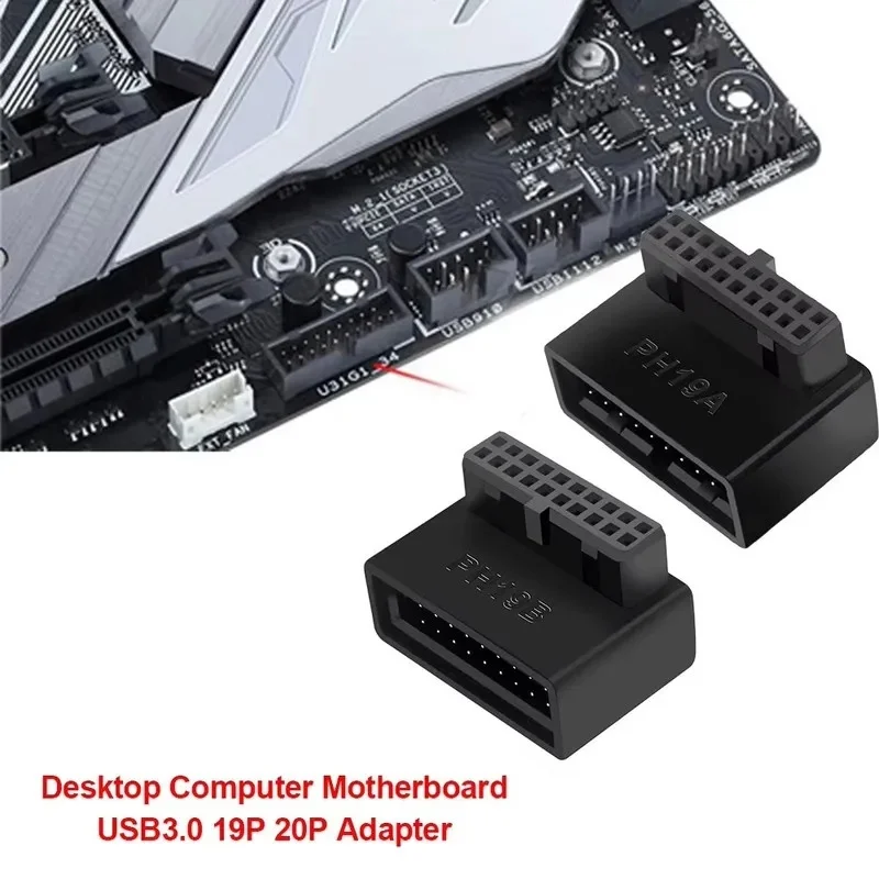 1/2/5pcs USB 3.0 19/20pin Male to Female Extension Adapter Angled 90 Degree Converter for Motherboard Connector Socket