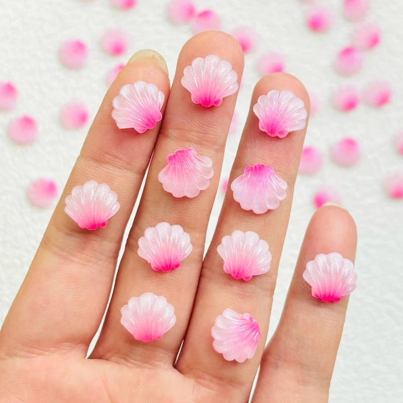 

50 Pcs Cute Mini Cartoon Pink ，Shell Resin Figurine Crafts Cabochon Ornament Jewelry Hairpin Making Accessories