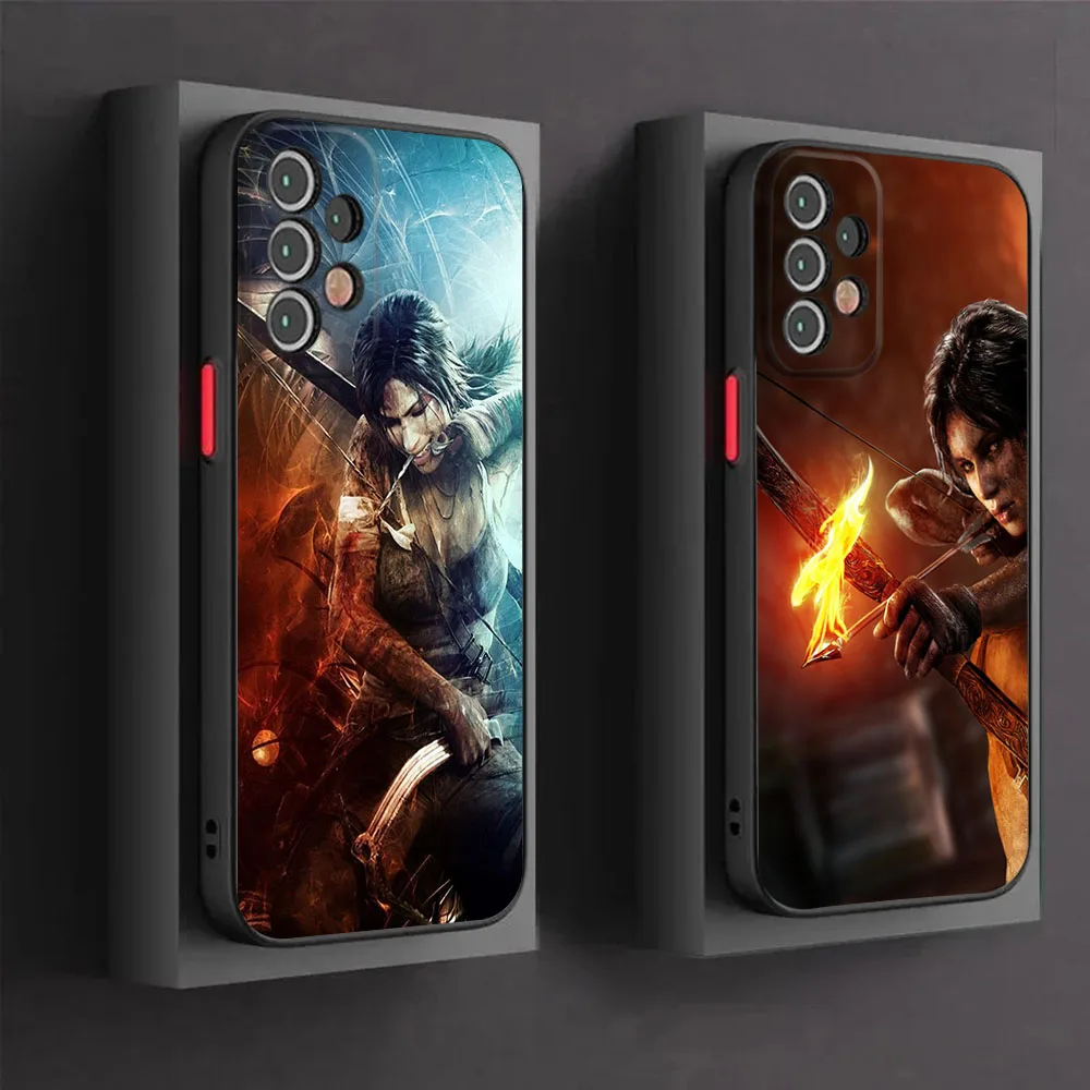 Phone Case For Samsung S24 Note20 S23 S22 S21 S20 S10 A54 A71 A72 A73 5G Ultra Plus FE Tomb Raider Black Translucent Cover