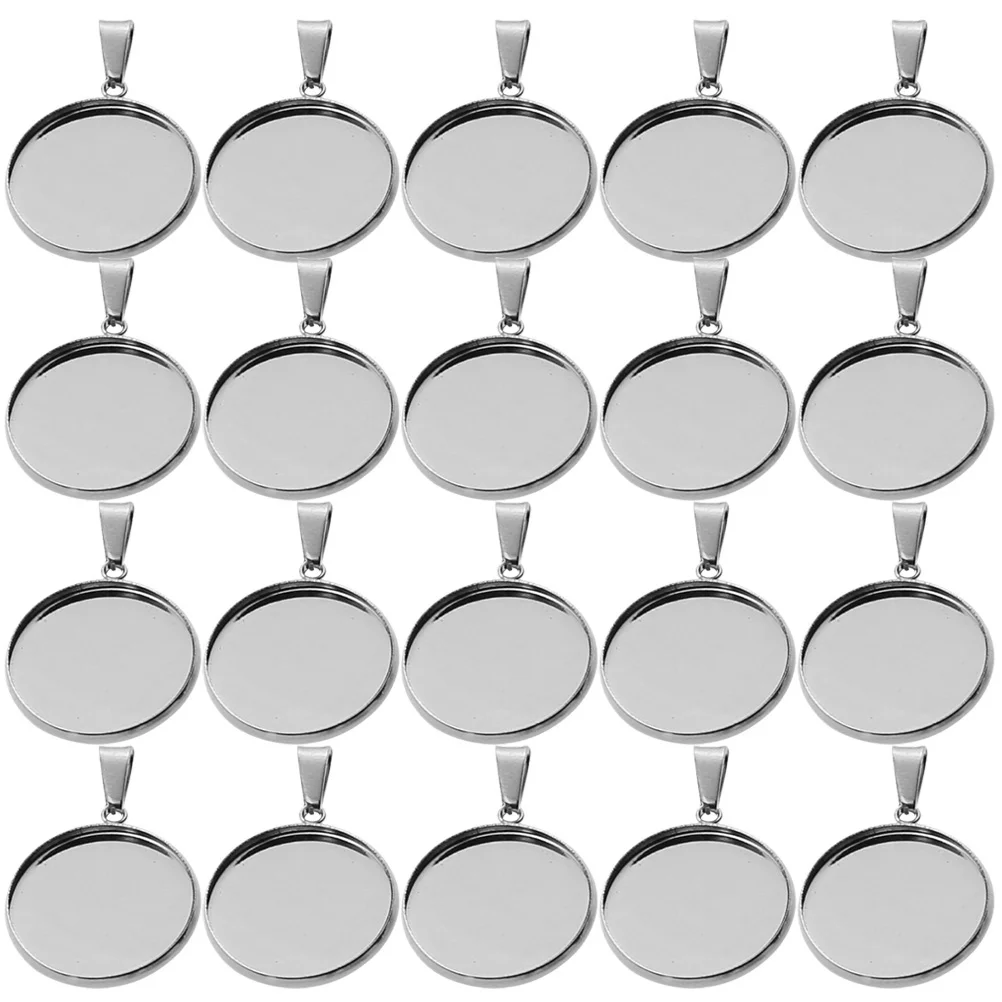 40 Pcs Buckle Bottom Bracket Hanger Base Setting Blanks DIY Pendant Holder Round with Loop Stud Necklace