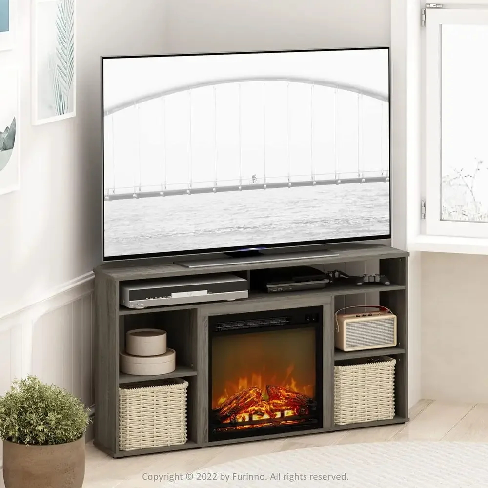 55 TV Stand in French Oak Grey with Electric Fireplace