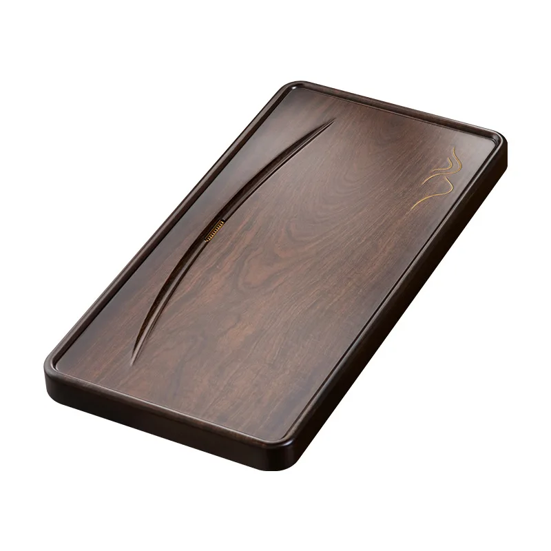 

Ebony solid wood tea tray, whole natural log high-end tea set, drainage household simple light luxury