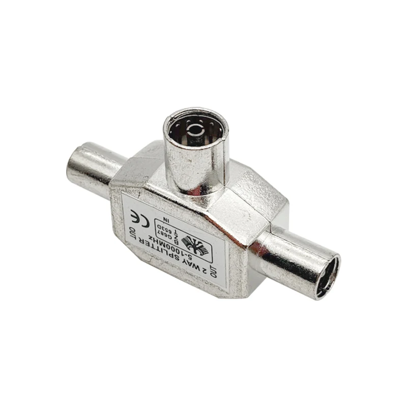 2-Way Splitter TV Male Plug Female Socket Coaxial Signal Distributor Connector One-to-Two  T-Shape TV Cable Antennas Splitter