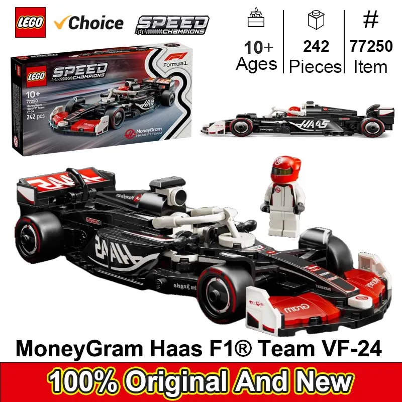 

LEGO 77250 Speed Champions MoneyGram Haas F1 Team VF-24 Игрушечный гоночный автомобиль-строительный набор для детей, мальчиков и девочек, возраст 10+, 242 шт.