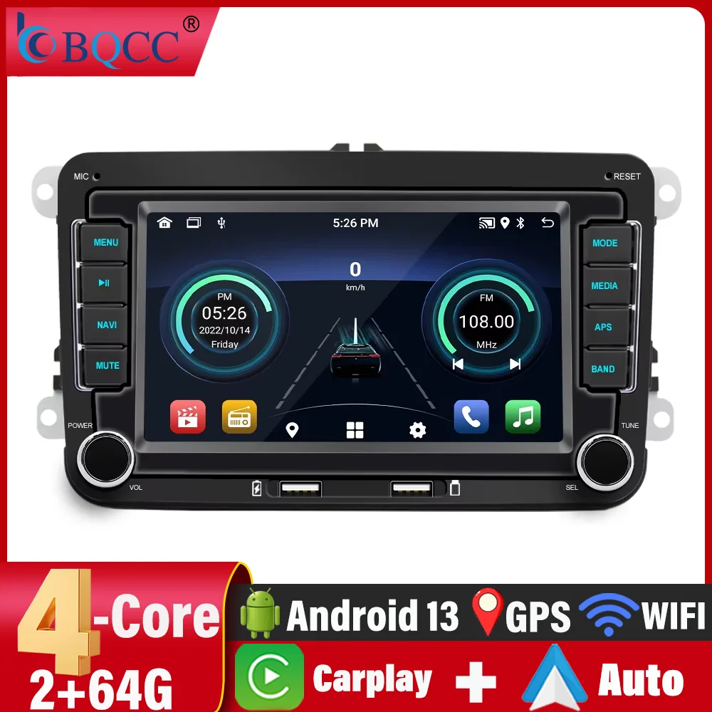 

BQCC Volkswagen Universal 7 Inch Car Radio Multimedia Video Player Wireless Carplay Android Auto WIFI GPS Car Stereo AUX USB FM