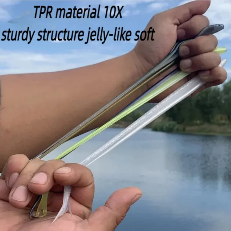 wondersee 5pcs TPR Soft Baits Split Tail Twin-Colors High Elasticity Durable Highly Effective for Freshwater Fishing Lightweight