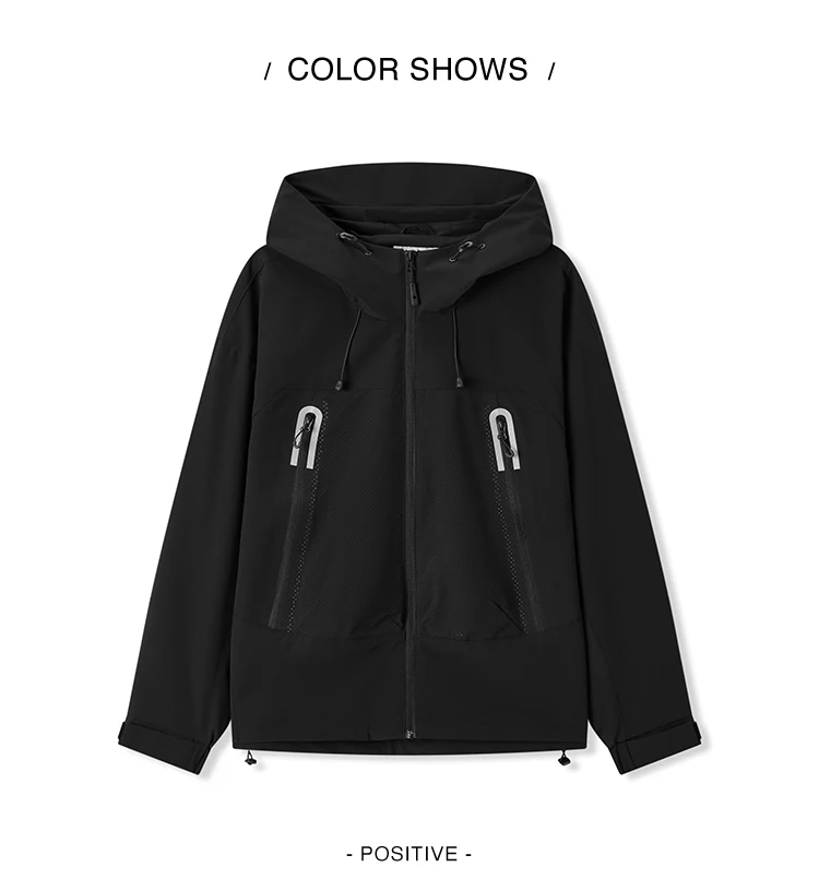 Semir Jacket Men Outdoor Sport Loose Hooded Patchwork Mesh 2025 Autumn Textured Top Menswear Clothing Jackets
