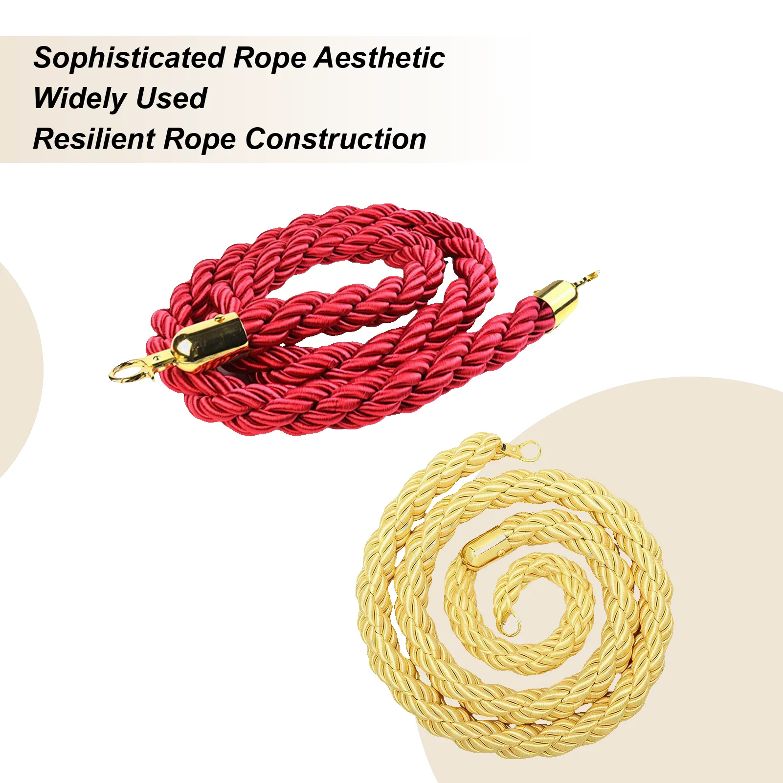 

Rope For Crowd Control 4.9ft Twisted Street Safety Supplies Wedding Barrier Rope For Security Personnel Retail Stores Hotel
