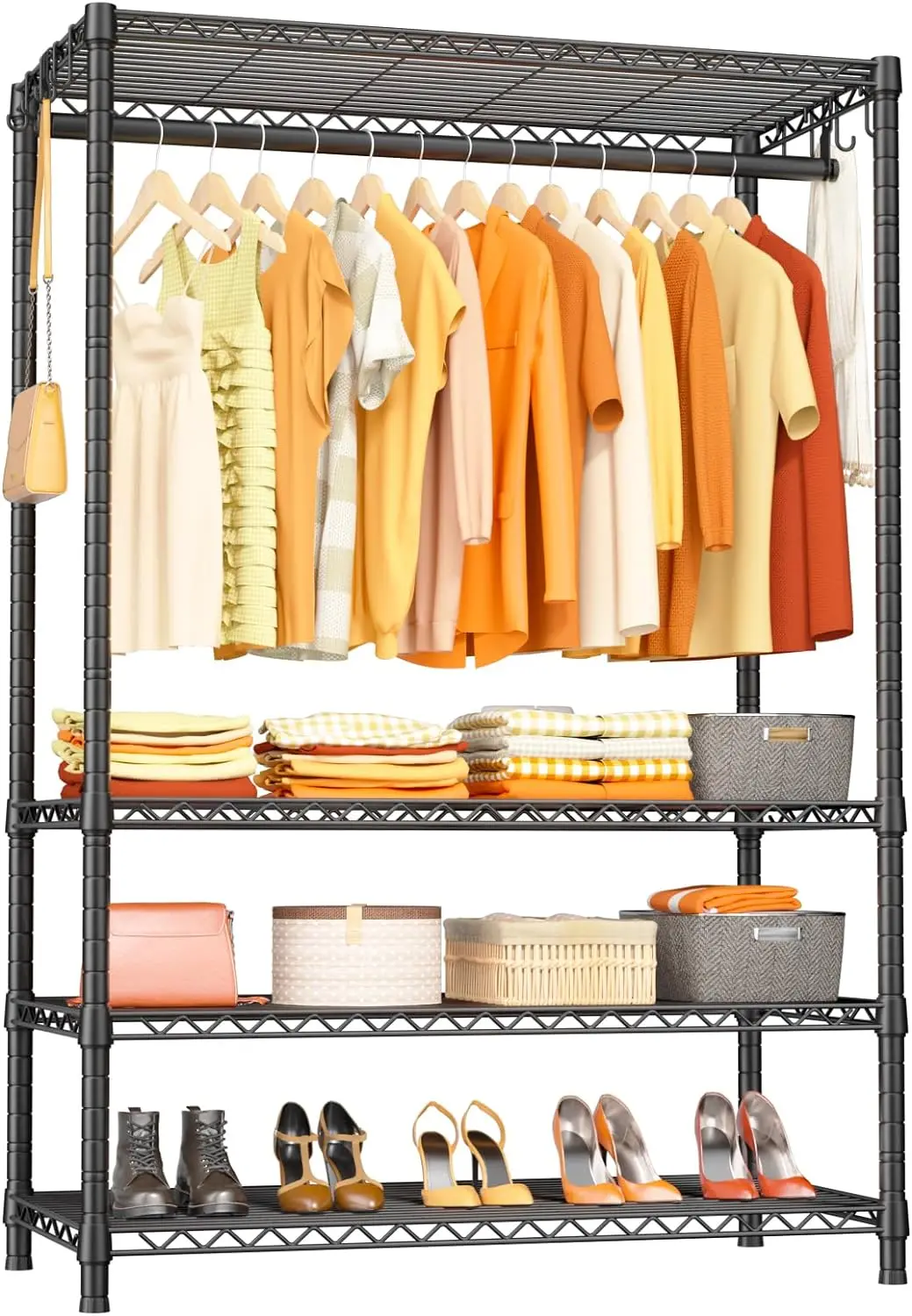 

H4 Plus Portable Closets, 4-Tier Clothes Garment Rack for Bedroom and Cloakroom, Metal Clothing Storage and Organizer