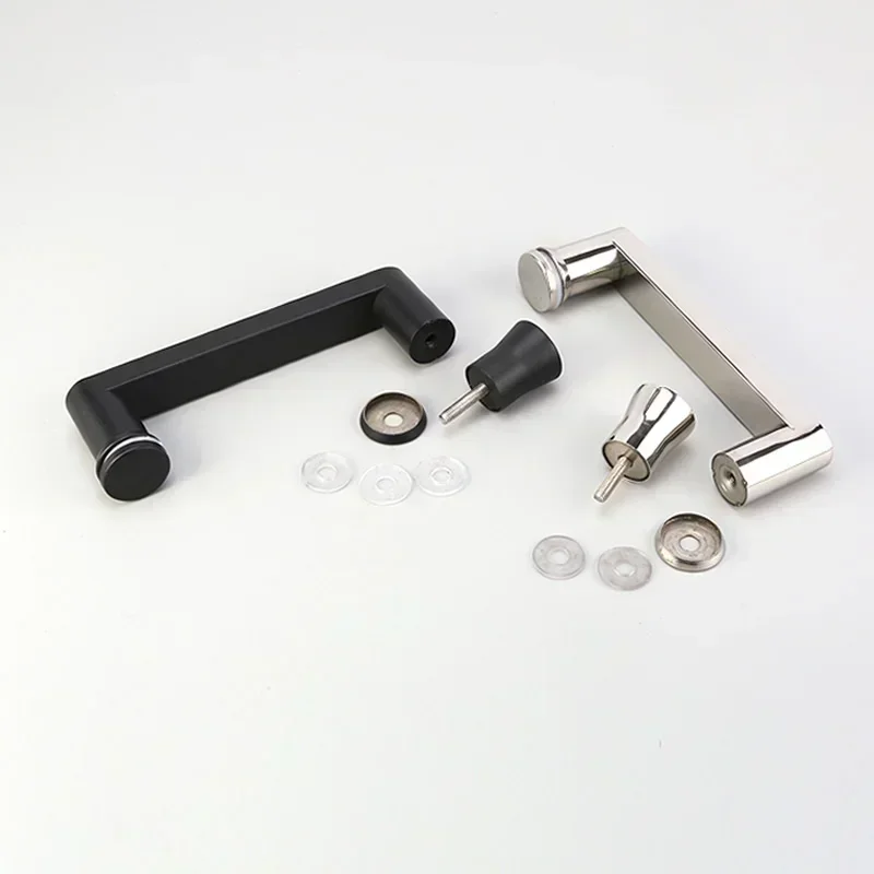 304 stainless steel Bathroom glass door short handle matte black/mirror surface hole distance 145mm shower handles