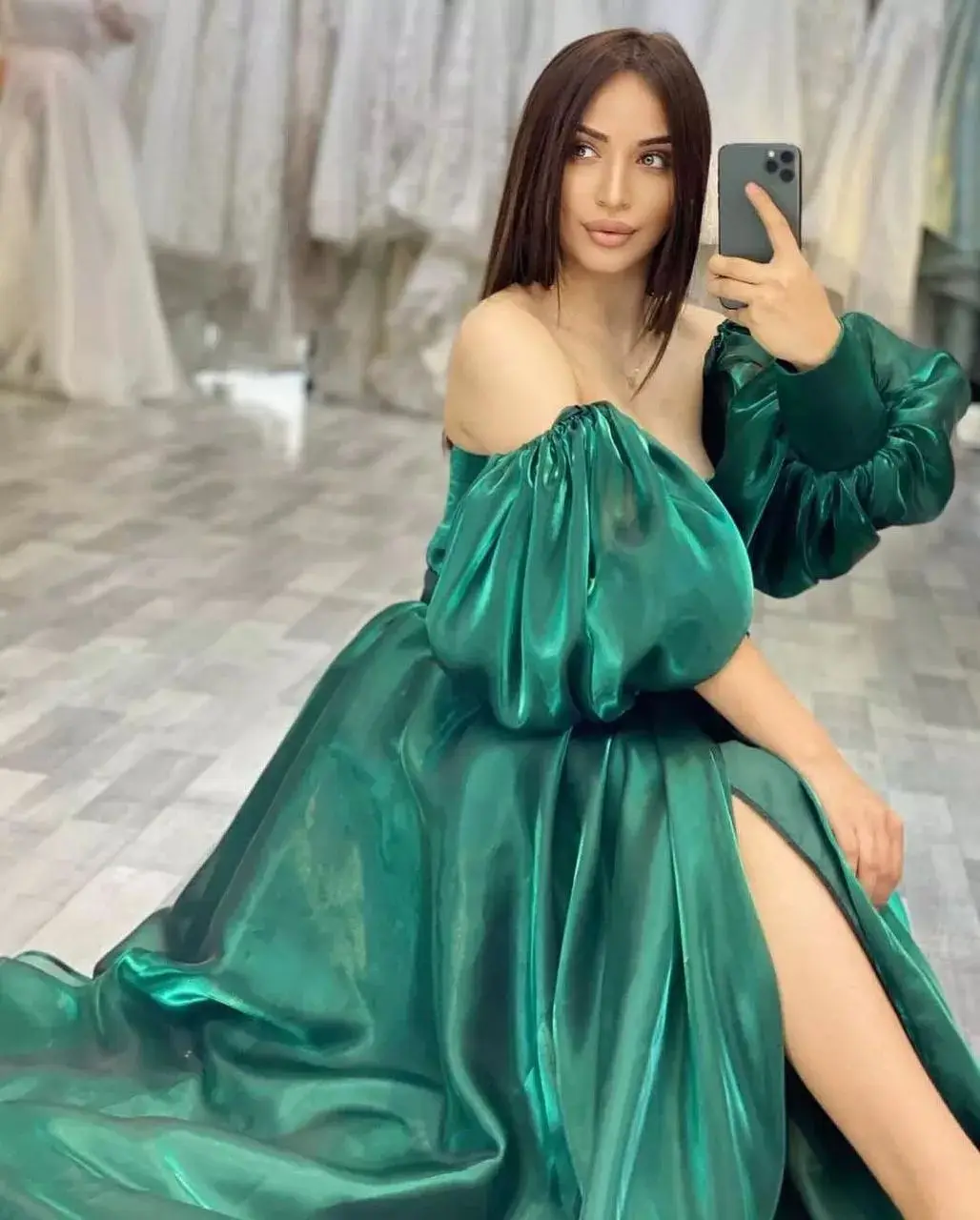 

Cenove A-Line Prom Dress Arabic With Sweetheart Puff Sleeve Belt Evening Dress Formal Gowns for Women Wedding Party 2023