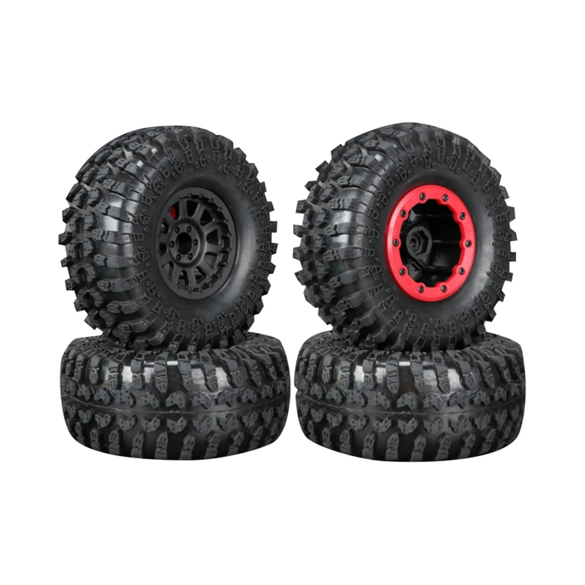 4Pcs 2.2Inch Beadlock Wheel Rim Rubber Tire Tyre Set for 1/10 RC Crawler Car Axial SCX10 Wraith RR10 Capra TRX4