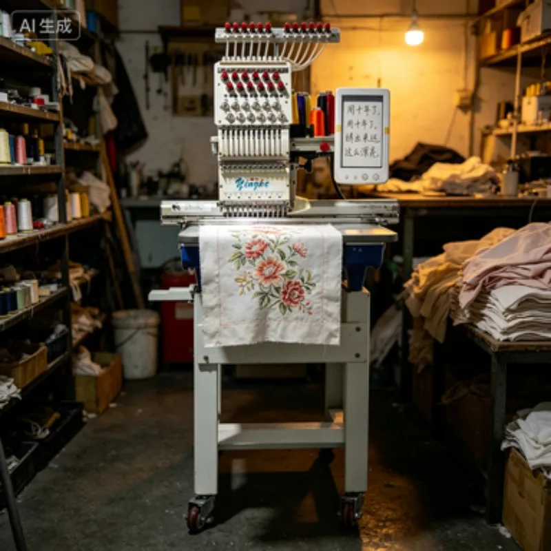 High-Speed Single Head Computerized Embroidery Machine with 1200 RPM Speed for Multi-Purpose Embroidery on Caps and Flat Goods
