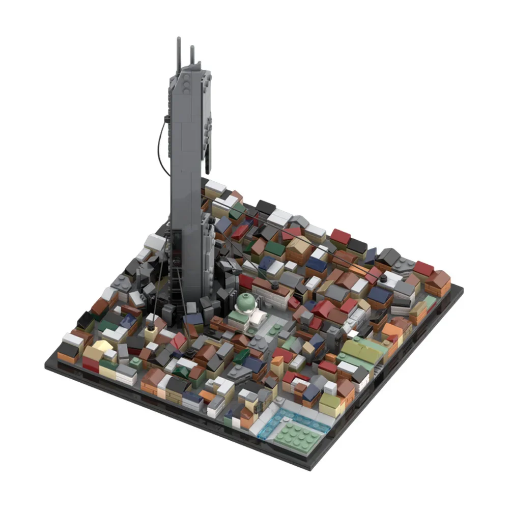 Gobricks MOC 게임 장면 스카이 라인 시티 17 빌딩 블록 하프 라이프 2 모델 아키텍처 벽돌 어린이를위한 조립 장난감 선물