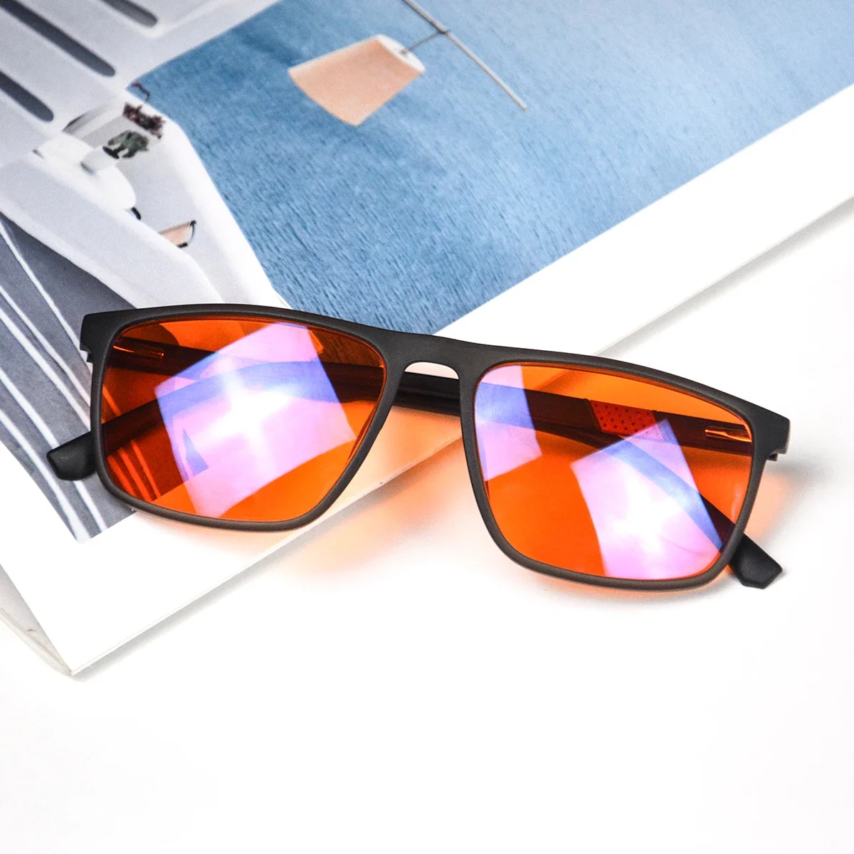 SHINU Orange Gaming-Brille, blaues Licht blockierend, für Männer und Frauen, reduziert die Belastung der Augen, UV-blockierende Computerbrille