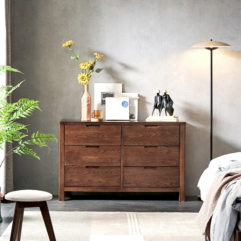 

Furniture Nordic Vintage Furniture Sale Storage 6 Drawer Dresser Solid Wood Oak Chest of Drawers for Bedroom