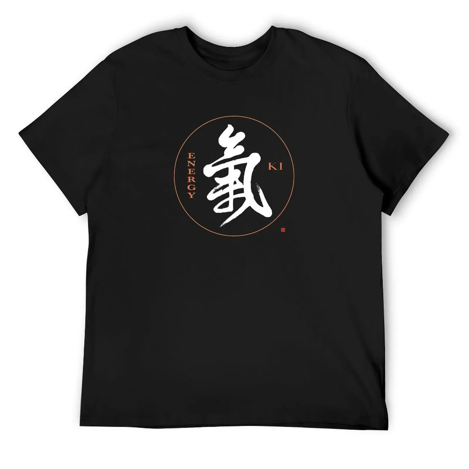 Japanese KI Energy Kanji QI Calligraphy Reiki Aikido Bushido T-Shirt heavyweights plus size tops black t shirts for men