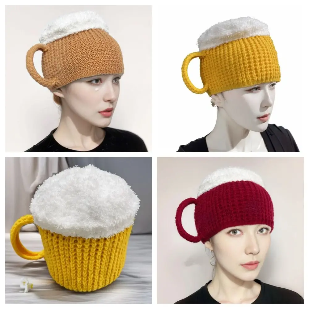 

Funny Beer Lovers 3D Beer Cup Hats for Women Men New Year Party Knitted Hat Christmas Gifts Valentine's Fun Gift Winter hat