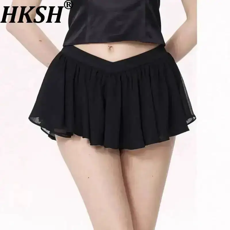 

HKSH Women Sexy Thin Short Skirt Pleated Mesh A-line Slimming Versatile Elegant Trendy Casual Y2K Skirts New Summer 2026 HK23639